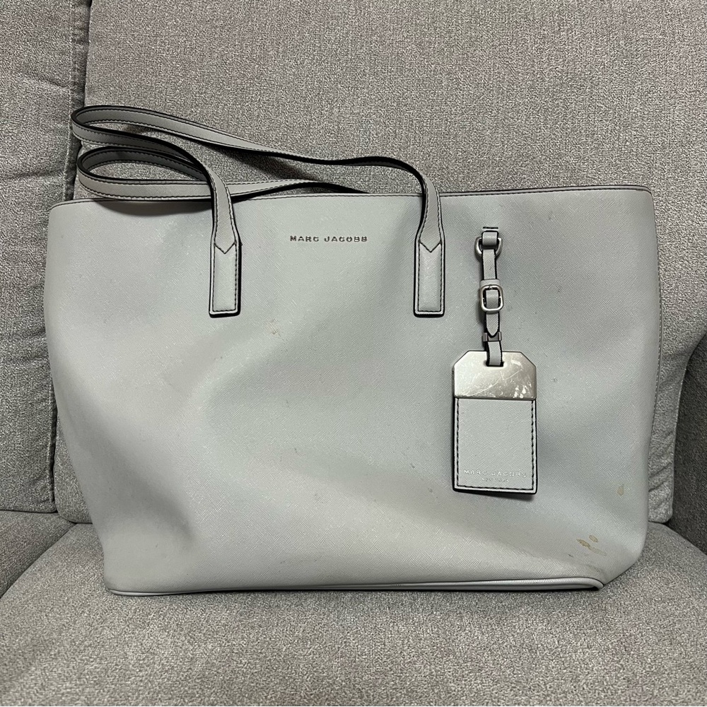 Marc Jacobs Pale Gray Leather Shopper Tote